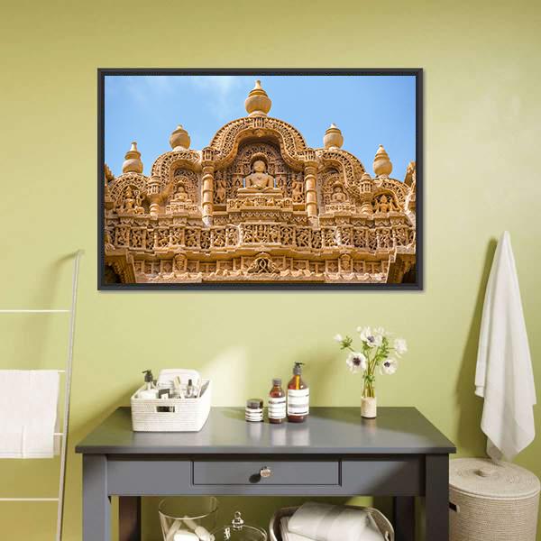 Jain Temple In Jaisalmer Canvas Wall Art-1 Piece-Floating Frame-24" x 16"-Tiaracle