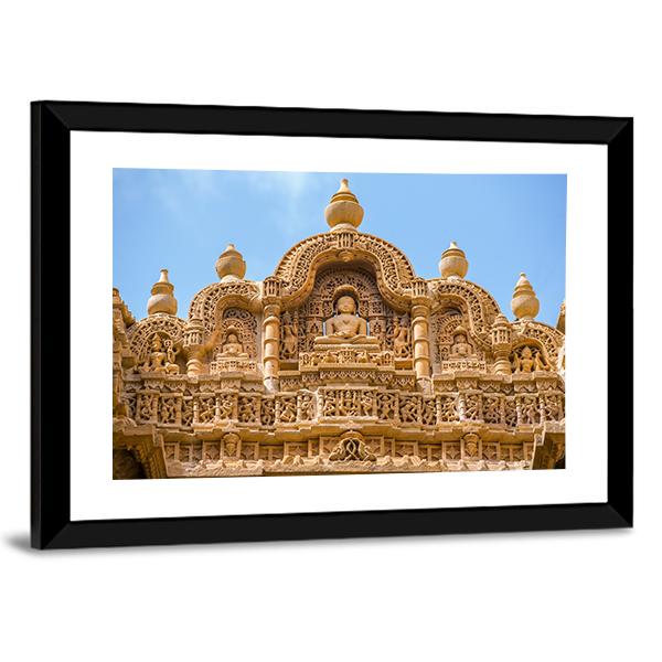 Jain Temple In Jaisalmer Canvas Wall Art-3 Horizontal-Gallery Wrap-25" x 16"-Tiaracle