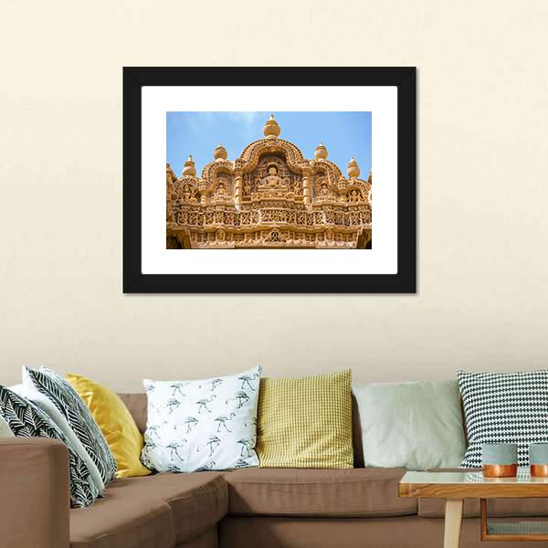 Jain Temple In Jaisalmer Canvas Wall Art-3 Horizontal-Gallery Wrap-25" x 16"-Tiaracle