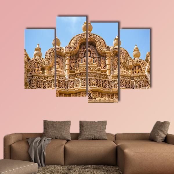 Jain Temple In Jaisalmer Canvas Wall Art-4 Pop-Gallery Wrap-50" x 32"-Tiaracle