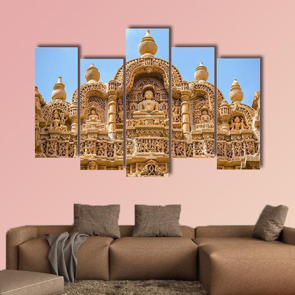 Jain Temple In Jaisalmer Canvas Wall Art-5 Pop-Gallery Wrap-47" x 32"-Tiaracle