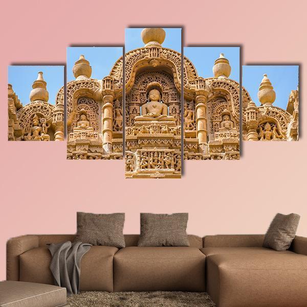 Jain Temple In Jaisalmer Canvas Wall Art-5 Star-Gallery Wrap-62" x 32"-Tiaracle