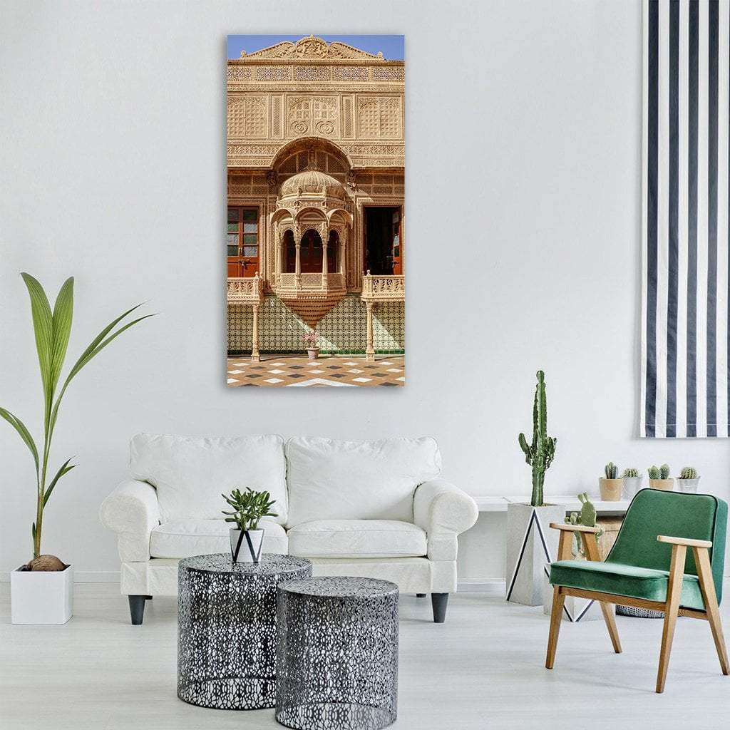 Jaisalmer House Building Vertical Canvas Wall Art-3 Vertical-Gallery Wrap-12" x 25"-Tiaracle