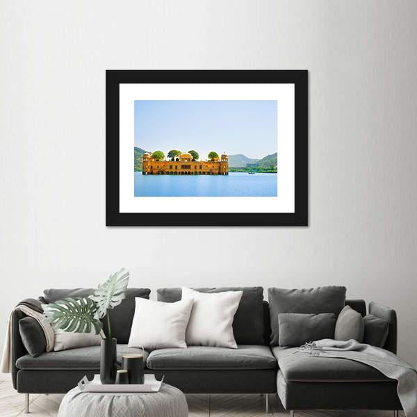 Jal Mahal Canvas Wall Art-1 Piece-Framed Print-42" x 14"-Tiaracle