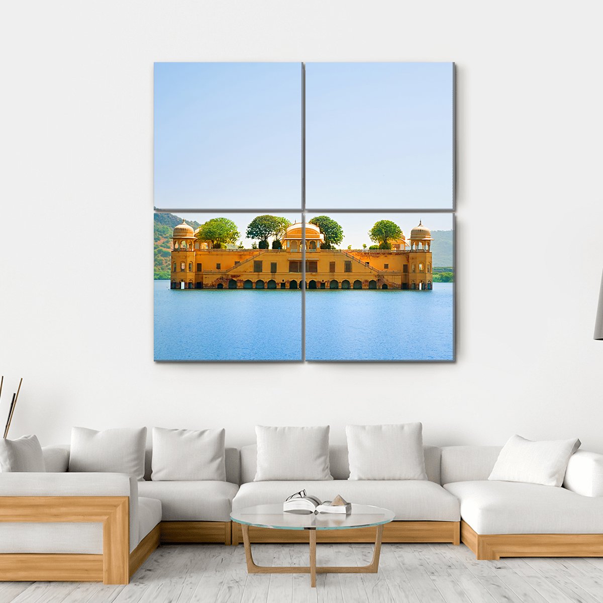 Jal Mahal Canvas Wall Art-4 Square-Gallery Wrap-17" x 17"-Tiaracle