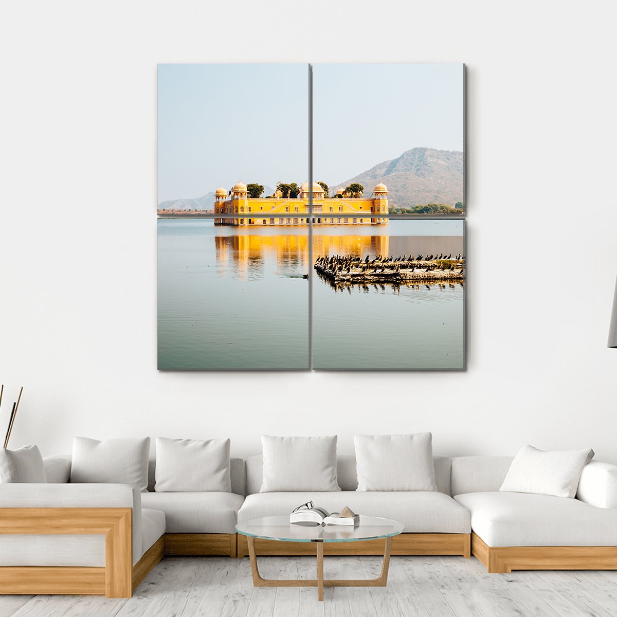 Jal Mahal In Jaipur India Canvas Wall Art-4 Square-Gallery Wrap-17" x 17"-Tiaracle