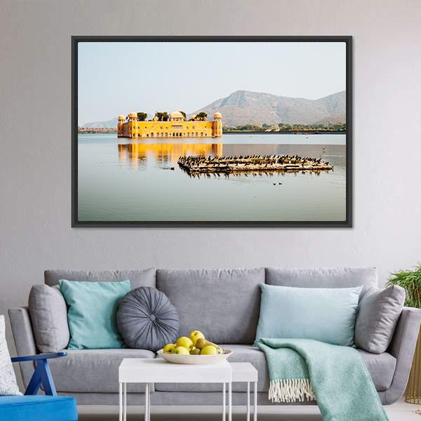 Jal Mahal In Jaipur India Panoramic Canvas Wall Art-1 Piece-36" x 12"-Tiaracle