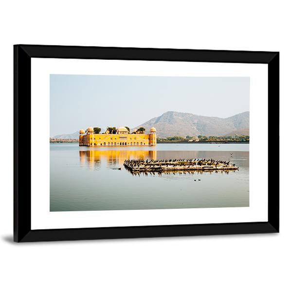 Jal Mahal In Jaipur India Panoramic Canvas Wall Art-1 Piece-36" x 12"-Tiaracle