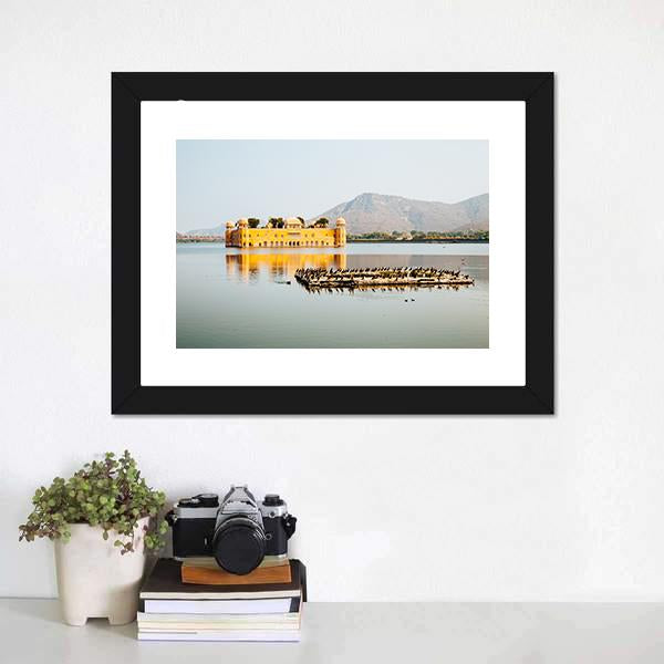 Jal Mahal In Jaipur India Panoramic Canvas Wall Art-1 Piece-36" x 12"-Tiaracle