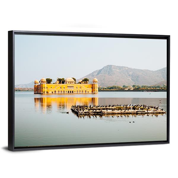 Jal Mahal In Jaipur India Panoramic Canvas Wall Art-1 Piece-36" x 12"-Tiaracle