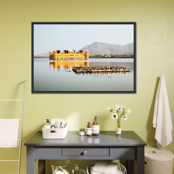 Jal Mahal In Jaipur India Panoramic Canvas Wall Art-1 Piece-36" x 12"-Tiaracle