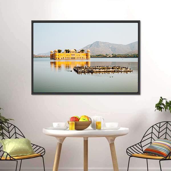 Jal Mahal In Jaipur India Panoramic Canvas Wall Art-1 Piece-36" x 12"-Tiaracle