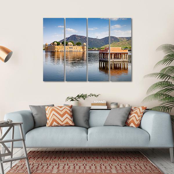 Jal Mahal In Man Sagar Lake Canvas Wall Art-4 Horizontal-Gallery Wrap-34" x 24"-Tiaracle