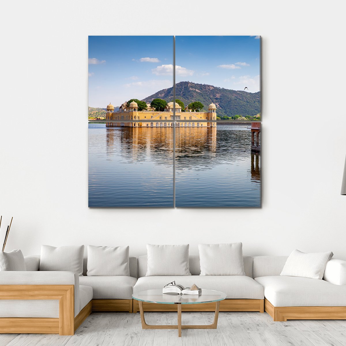 Jal Mahal In Man Sagar Lake Canvas Wall Art-4 Square-Gallery Wrap-17" x 17"-Tiaracle