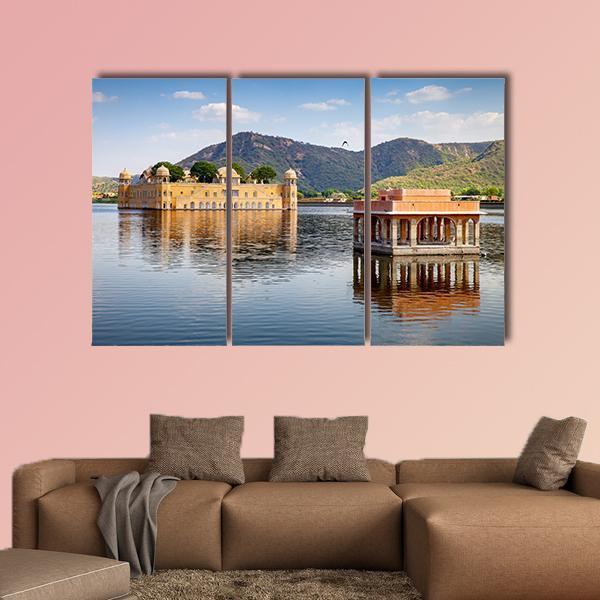 Jal Mahal In Man Sagar Lake Canvas Wall Art-3 Horizontal-Gallery Wrap-25" x 16"-Tiaracle