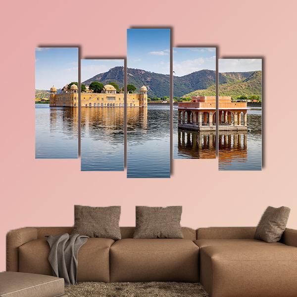 Jal Mahal In Man Sagar Lake Canvas Wall Art-5 Pop-Gallery Wrap-47" x 32"-Tiaracle