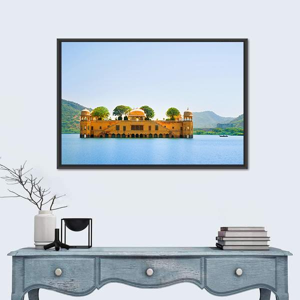 Jal Mahal Panoramic Canvas Wall Art-1 Piece-36" x 12"-Tiaracle