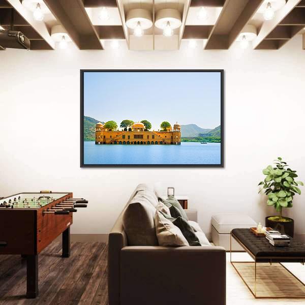 Jal Mahal Panoramic Canvas Wall Art-1 Piece-36" x 12"-Tiaracle