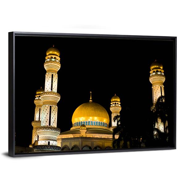 Jame Asr Mosque At Night Canvas Wall Art-3 Horizontal-Gallery Wrap-25" x 16"-Tiaracle