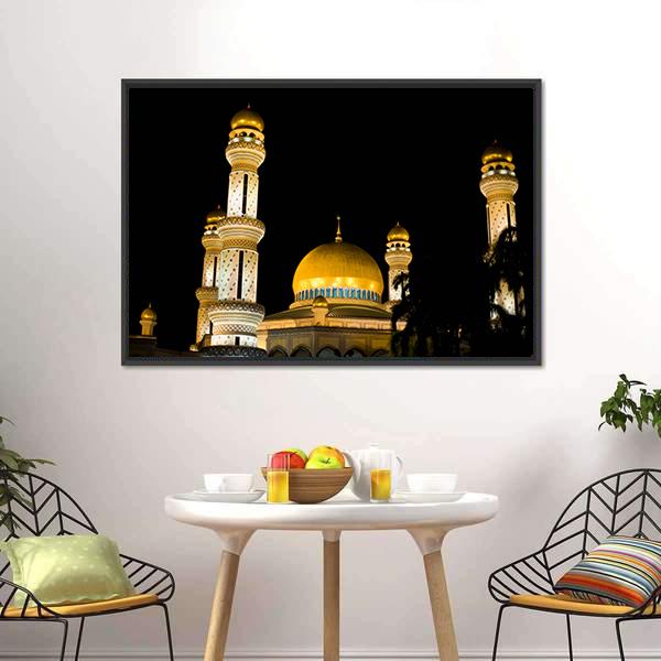 Jame Asr Mosque At Night Canvas Wall Art-3 Horizontal-Gallery Wrap-25" x 16"-Tiaracle
