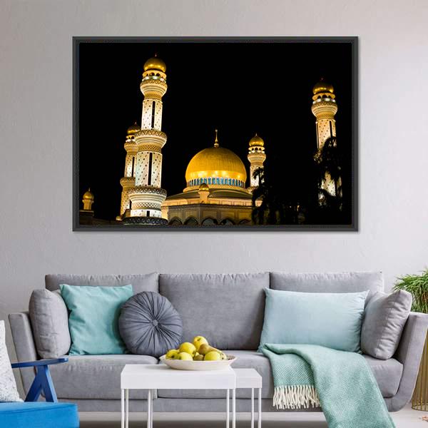 Jame Asr Mosque At Night Canvas Wall Art-3 Horizontal-Gallery Wrap-25" x 16"-Tiaracle