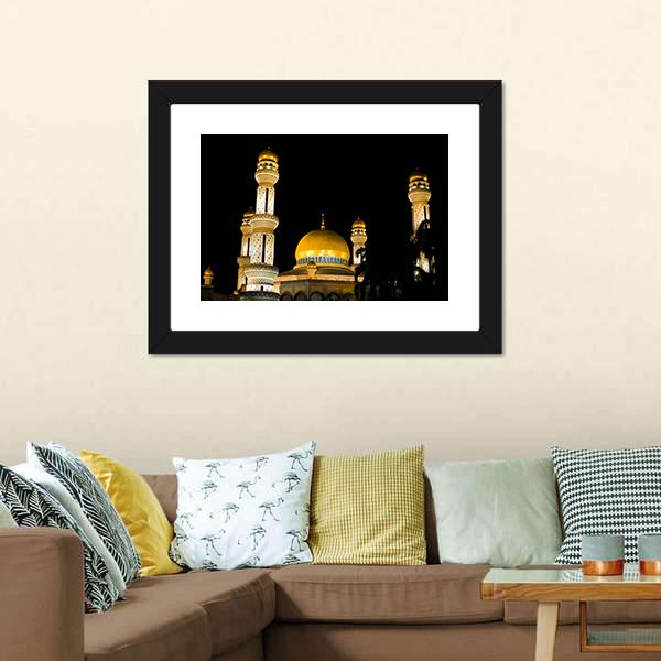 Jame Asr Mosque At Night Canvas Wall Art-3 Horizontal-Gallery Wrap-25" x 16"-Tiaracle