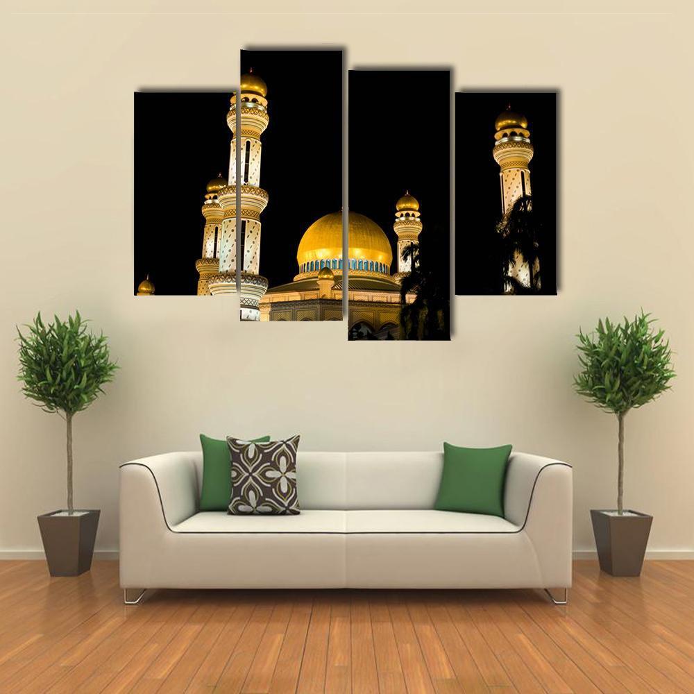 Jame Asr Mosque At Night Canvas Wall Art-4 Pop-Gallery Wrap-50" x 32"-Tiaracle