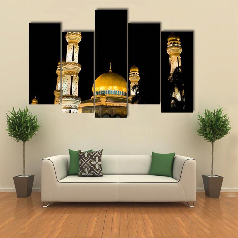 Jame Asr Mosque At Night Canvas Wall Art-5 Pop-Gallery Wrap-47" x 32"-Tiaracle