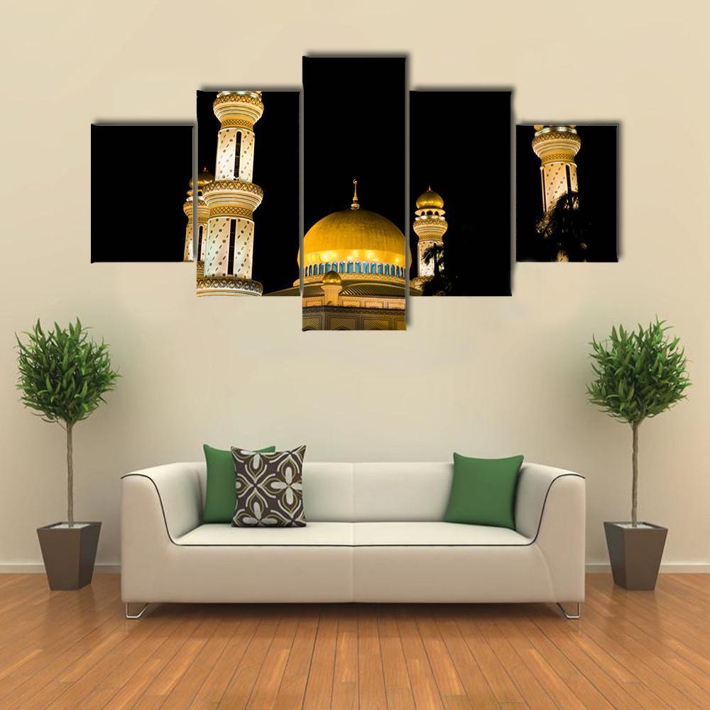 Jame Asr Mosque At Night Canvas Wall Art-5 Star-Gallery Wrap-62" x 32"-Tiaracle