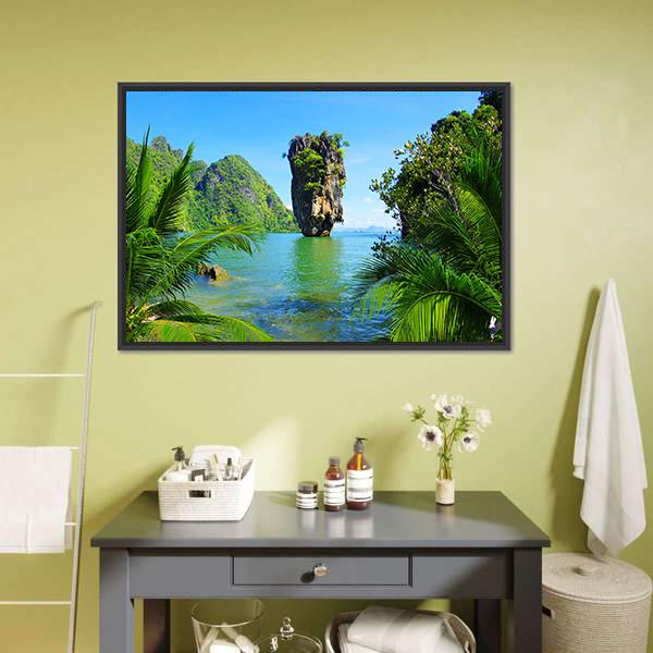 James Bond Island Canvas Wall Art-1 Piece-Floating Frame-24" x 16"-Tiaracle