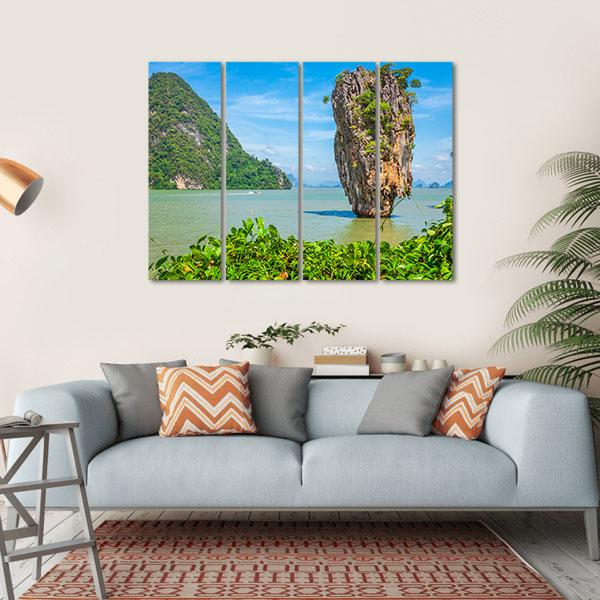 James Bond Island In Thailand Canvas Wall Art-4 Horizontal-Gallery Wrap-34" x 24"-Tiaracle