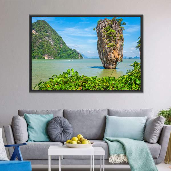 James Bond Island In Thailand Canvas Wall Art-3 Horizontal-Gallery Wrap-25" x 16"-Tiaracle