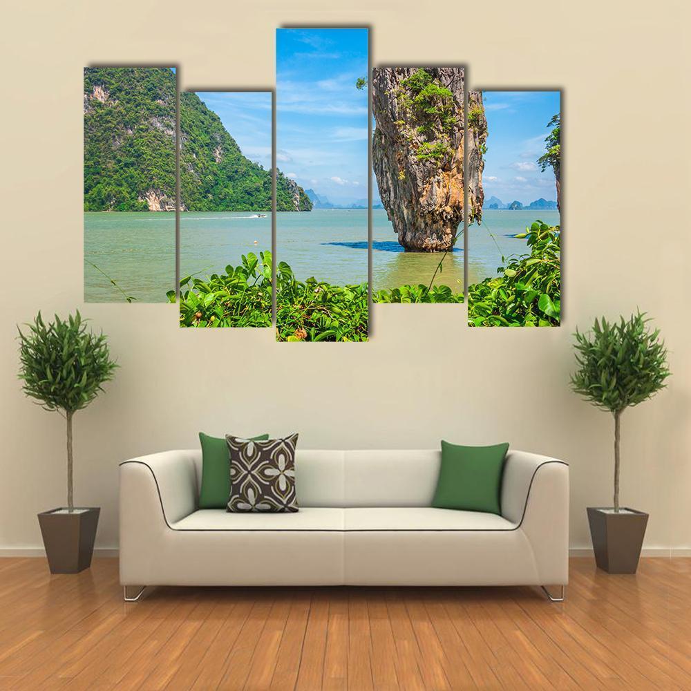 James Bond Island In Thailand Canvas Wall Art-5 Pop-Gallery Wrap-47" x 32"-Tiaracle