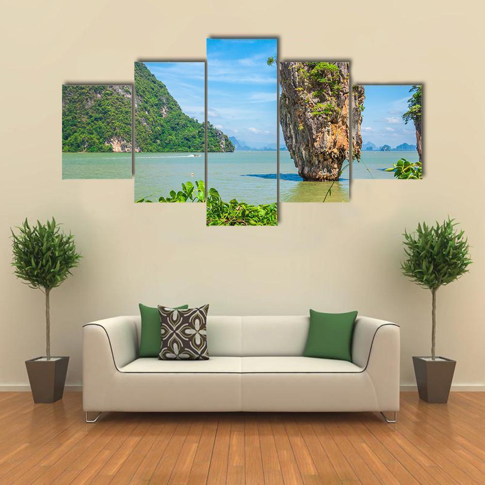 James Bond Island In Thailand Canvas Wall Art-5 Star-Gallery Wrap-62" x 32"-Tiaracle