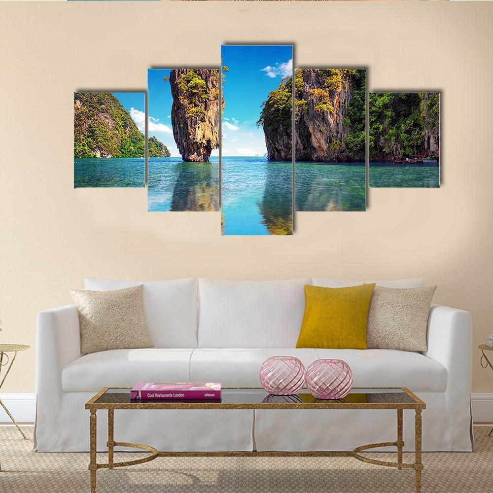 James Bond Island Thailand Canvas Wall Art-5 Star-Gallery Wrap-62" x 32"-Tiaracle