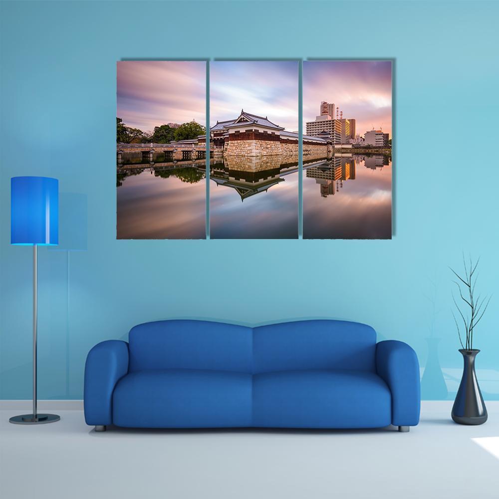 Japan At Castle Moat Canvas Wall Art-3 Horizontal-Gallery Wrap-37" x 24"-Tiaracle