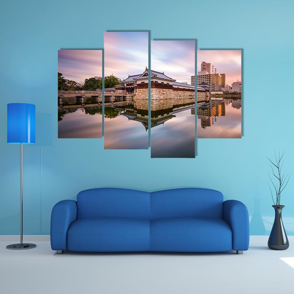 Japan At Castle Moat Canvas Wall Art-4 Pop-Gallery Wrap-50" x 32"-Tiaracle