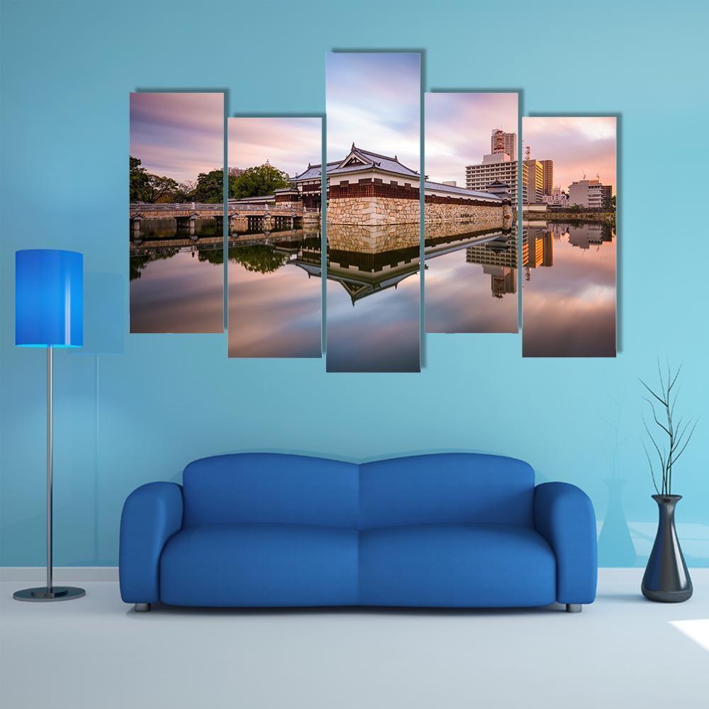 Japan At Castle Moat Canvas Wall Art-5 Pop-Gallery Wrap-47" x 32"-Tiaracle