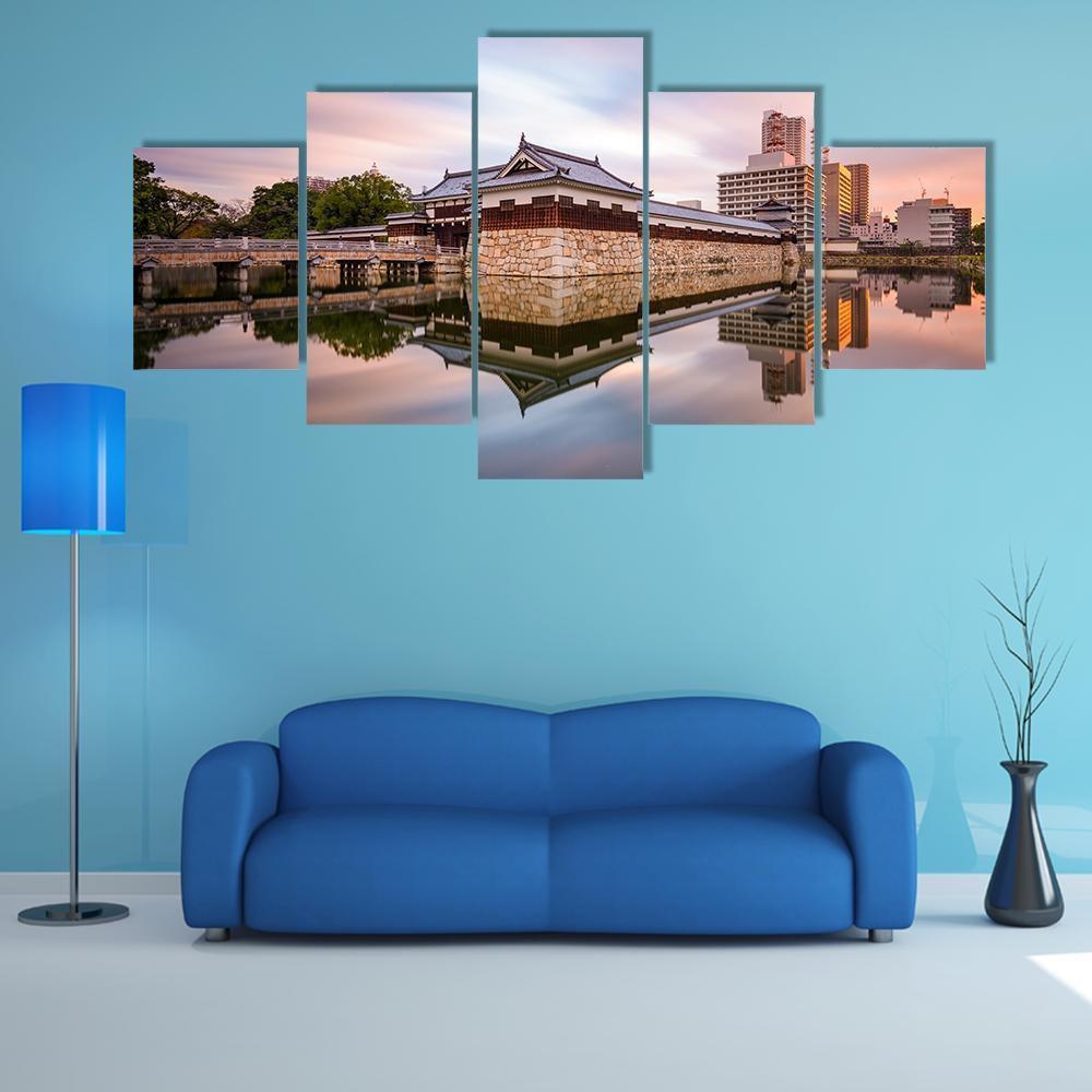 Japan At Castle Moat Canvas Wall Art-4 Pop-Gallery Wrap-50" x 32"-Tiaracle