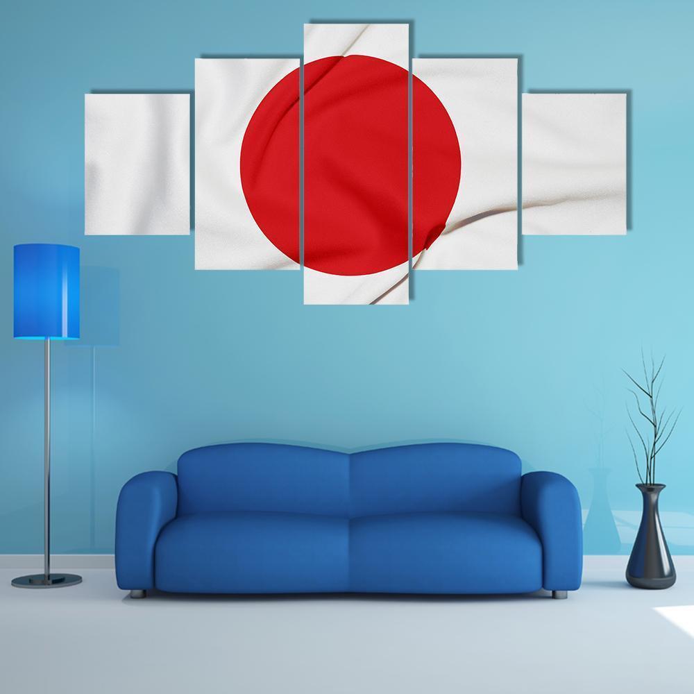 Japan Flag Canvas Wall Art-5 Star-Gallery Wrap-62" x 32"-Tiaracle