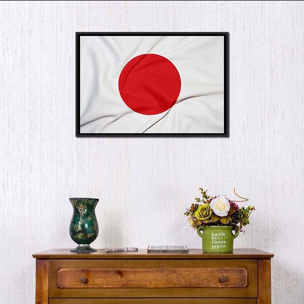 Japan Flag Canvas Wall Art-1 Piece-Floating Frame-24" x 16"-Tiaracle
