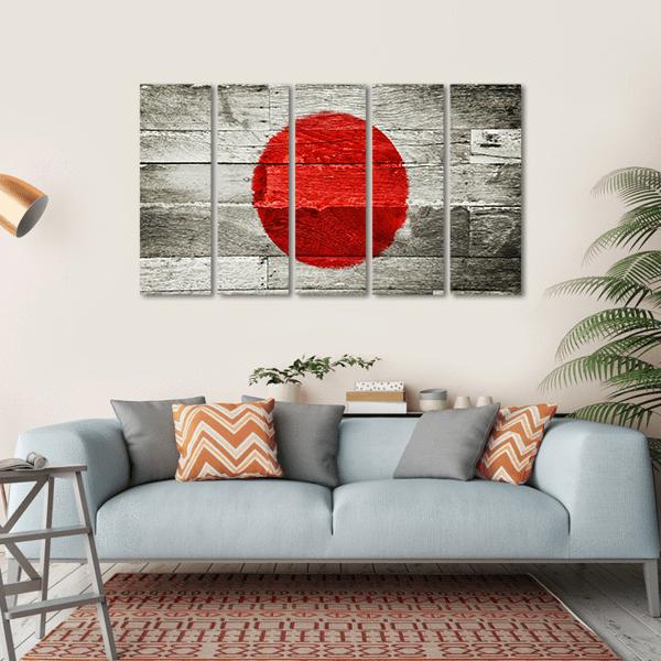 Japan Flag On Wood Canvas Wall Art-5 Horizontal-Gallery Wrap-22" x 12"-Tiaracle