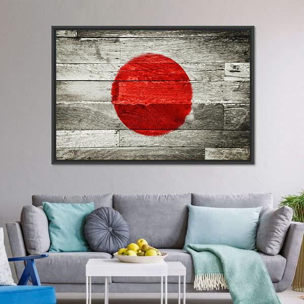 Japan Flag On Wood Canvas Wall Art-5 Horizontal-Gallery Wrap-22" x 12"-Tiaracle