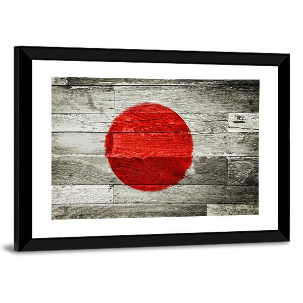Japan Flag On Wood Canvas Wall Art-5 Horizontal-Gallery Wrap-22" x 12"-Tiaracle