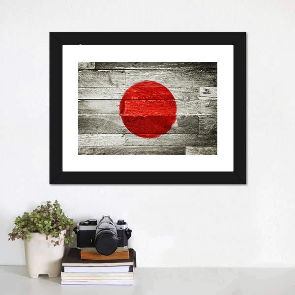 Japan Flag On Wood Canvas Wall Art-1 Piece-Framed Print-20" x 16"-Tiaracle