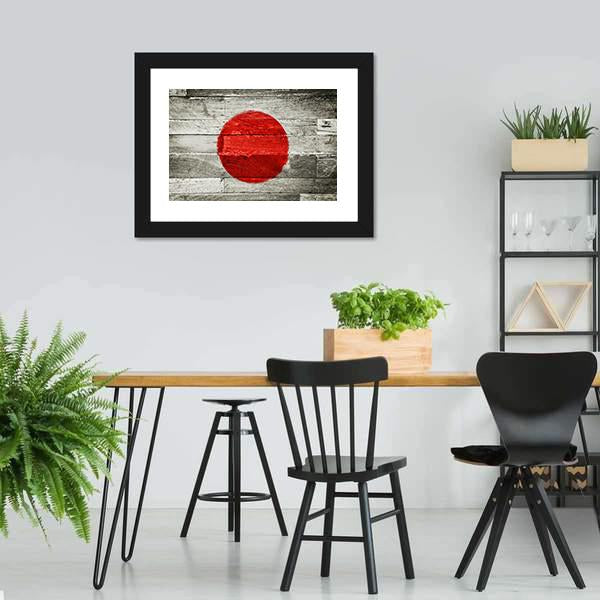Japan Flag On Wood Canvas Wall Art-5 Horizontal-Gallery Wrap-22" x 12"-Tiaracle
