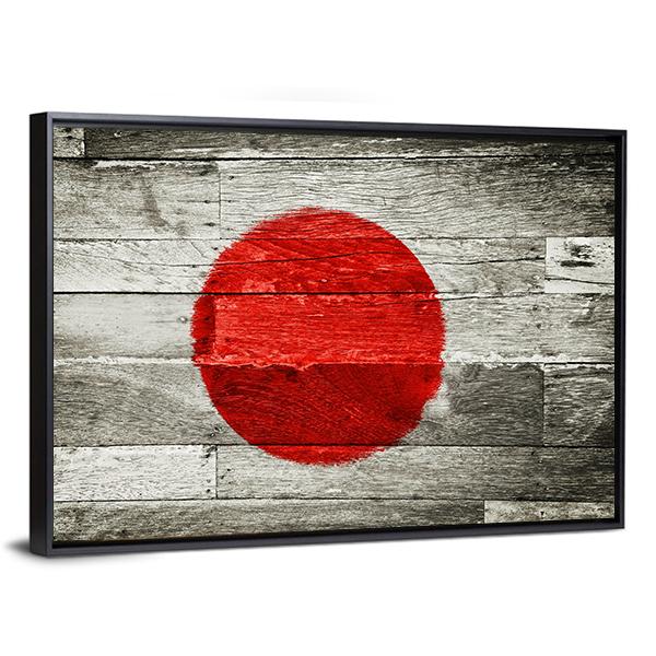 Japan Flag On Wood Canvas Wall Art-5 Horizontal-Gallery Wrap-22" x 12"-Tiaracle