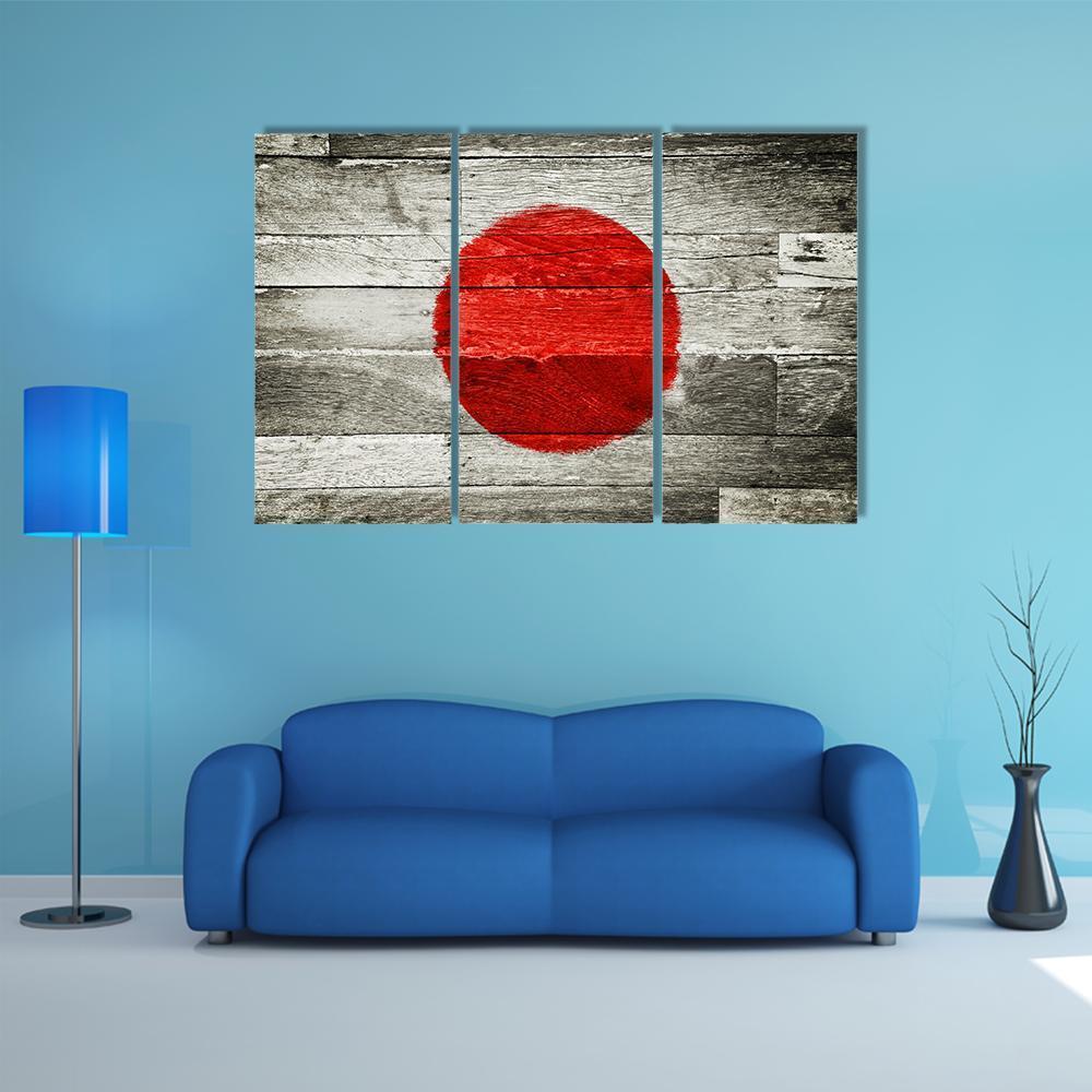 Japan Flag On Wood Canvas Wall Art-3 Horizontal-Gallery Wrap-37" x 24"-Tiaracle