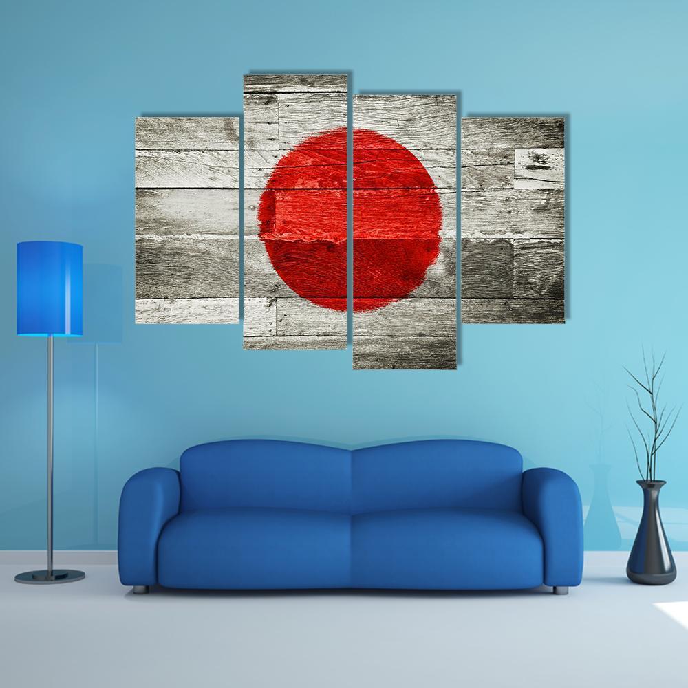 Japan Flag On Wood Canvas Wall Art-4 Pop-Gallery Wrap-50" x 32"-Tiaracle