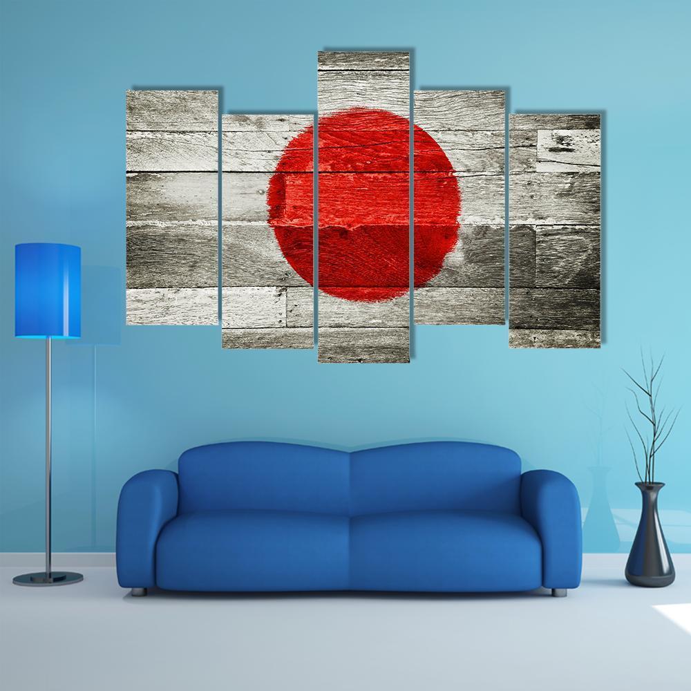 Japan Flag On Wood Canvas Wall Art-5 Pop-Gallery Wrap-47" x 32"-Tiaracle